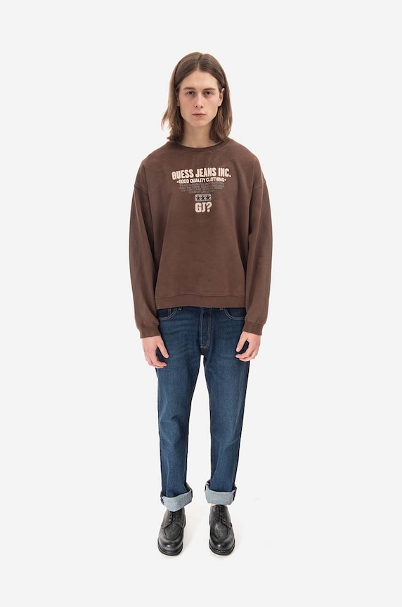 Bavlnená mikina Guess Crewneck Sweatshirt M2BQ03.KBB40 hnedá AA00
