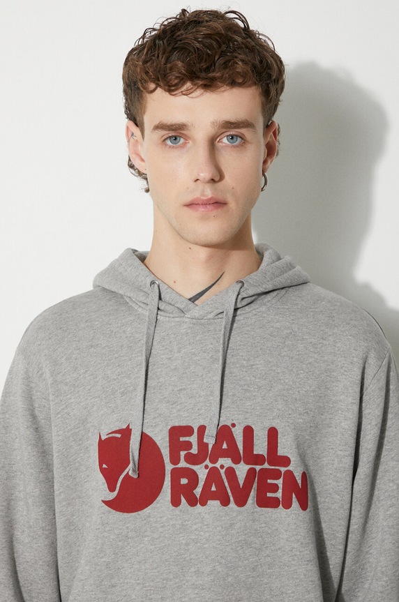 Памучен суичър Fjallraven Logo Hoodie F84144 020-999 сив F84144