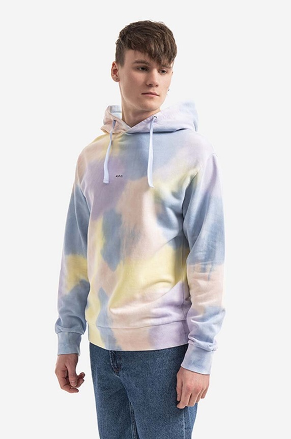 Bavlněná mikina A.P.C. Hoodie Victor COEWP-H27703 MULTICOLOR s kapucí vícebarevná COEWP.H27703