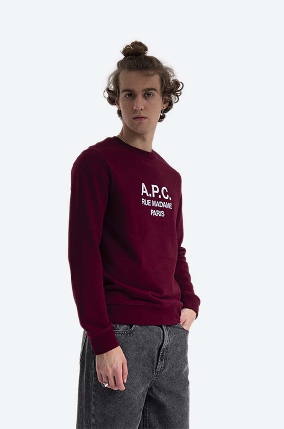 A.P.C. cotton sweatshirt Sweat Rufus COEBH.H27500 maroon