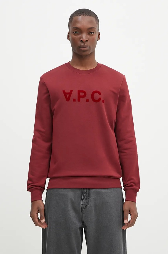 A.P.C. bluza bawełniana Sweat nadruk bordowy COFAX.H27378