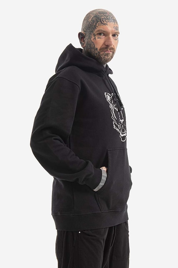 Maharishi cotton sweatshirt Tiger x Warhol 9707.BLACK