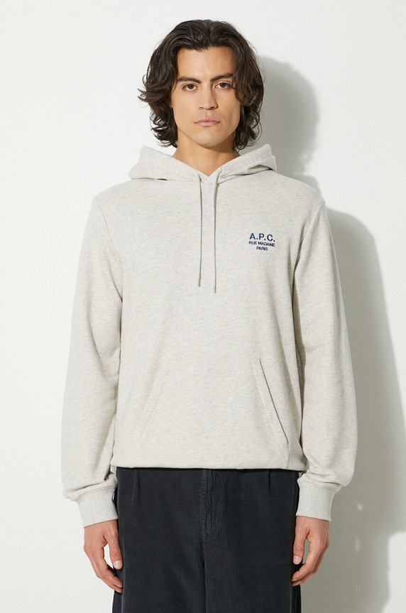 Памучен суичър A.P.C. Marvin Hoodie COEZD-H27733 BLACK щампа сив COEZD.H27733