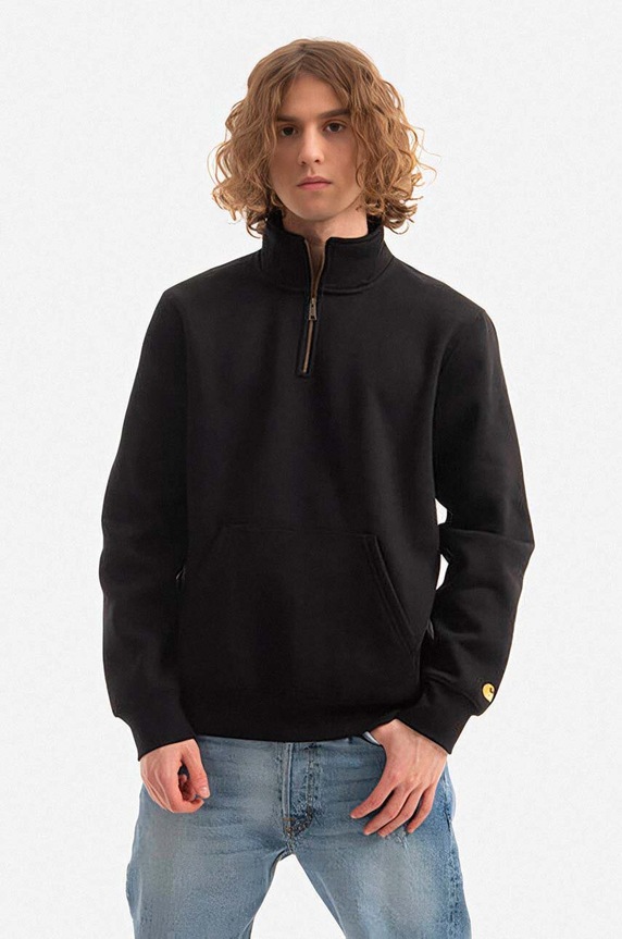 Dukserica Carhartt WIP Chase bez uzorka crna I027038.BLACK.GOLD