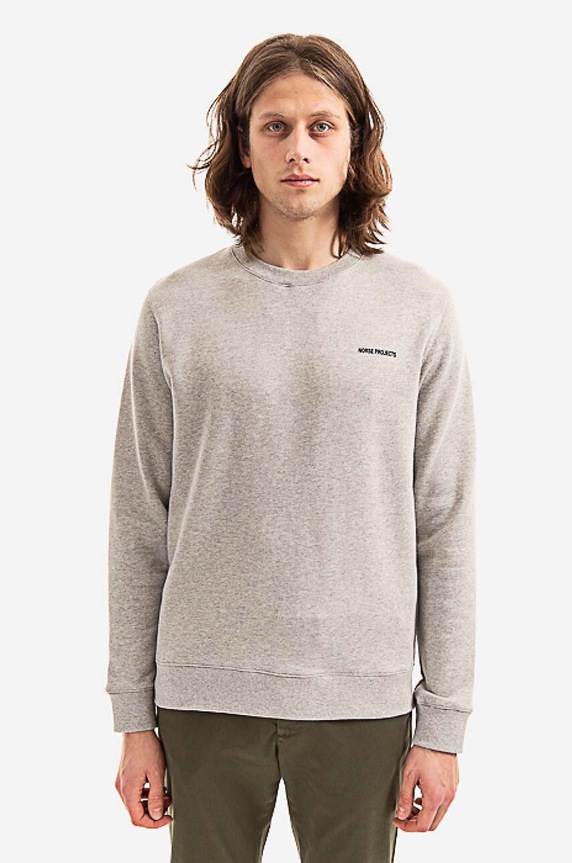 Norse Projects cotton sweatshirt Vagn Logo Planet friendly gray N20.1283.1026
