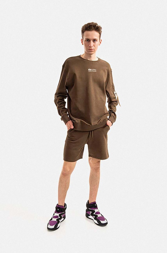 Bavlněná mikina Alpha Industries 118316.629 zelená AA00