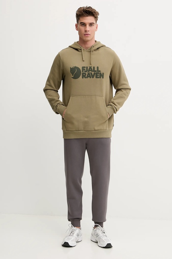Bavlněná mikina Fjallraven Logo Hoodie F84144 622 F84144.622 zelená SS26