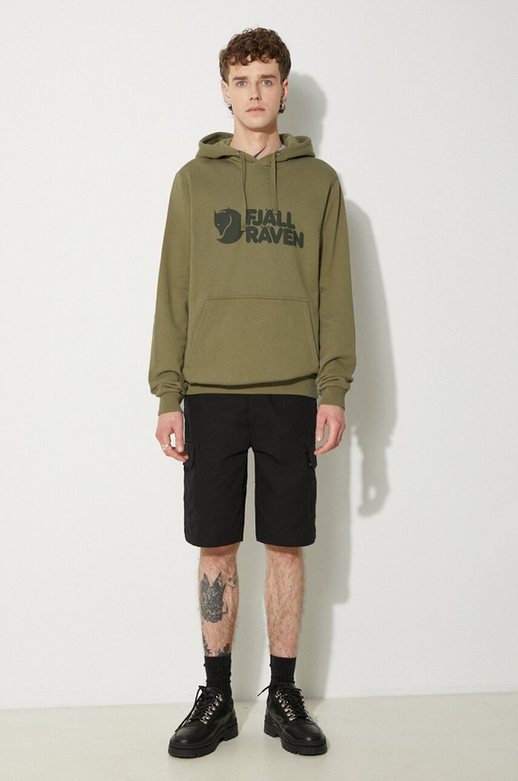 Fjallraven hanorac de bumbac Logo Hoodie F84144.622 verde SS26