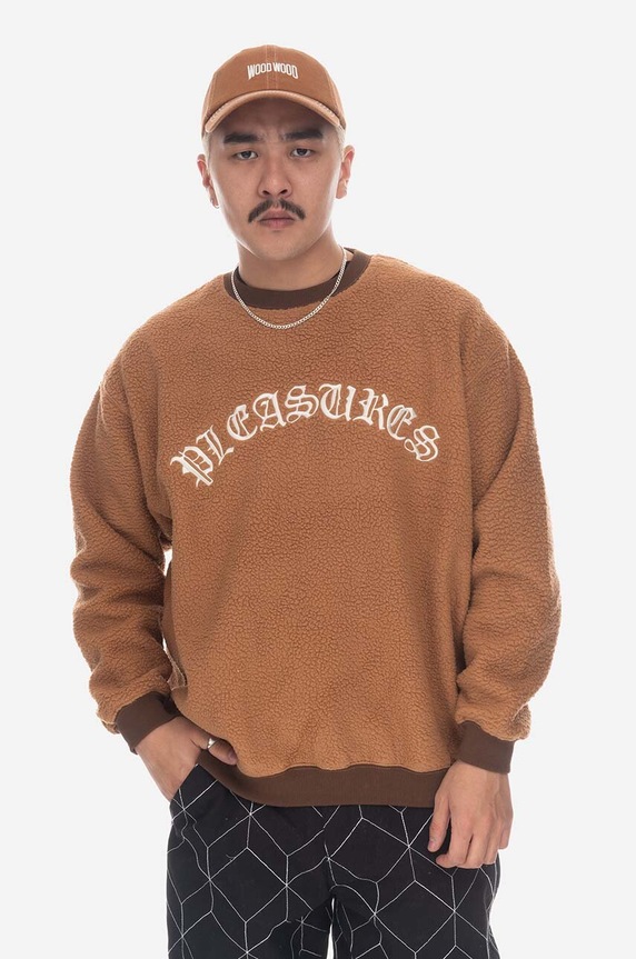 Clothing PLEASURES sweatshirt Mars Sherpa Crewneck P23SP019 brown