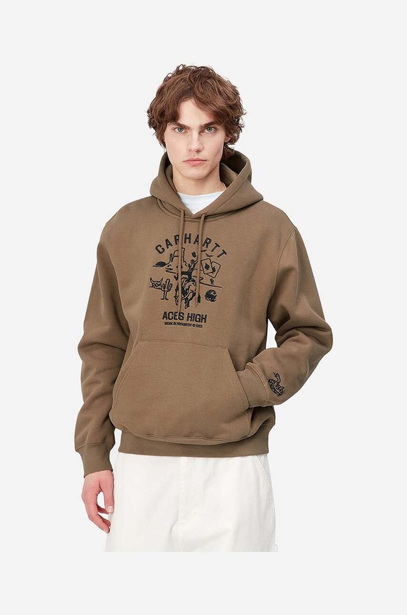 Carhartt WIP cotton sweatshirt Hooded Souvenir Valley Sweat cotton brown I031819