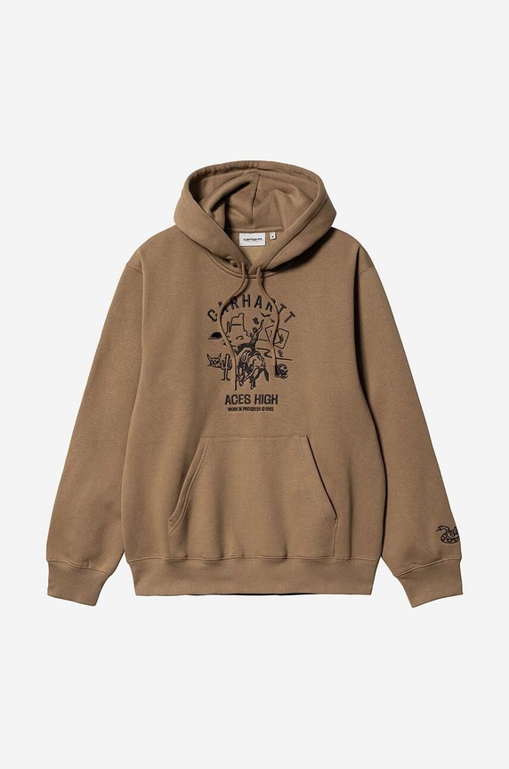 Carhartt WIP cotton sweatshirt Hooded Souvenir Valley Sweat I031819 brown
