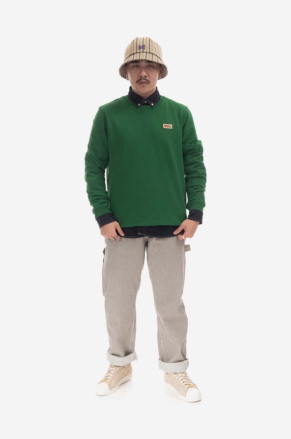 Fjallraven bluza bawełniana Vardag aplikacja zielony F87070.678