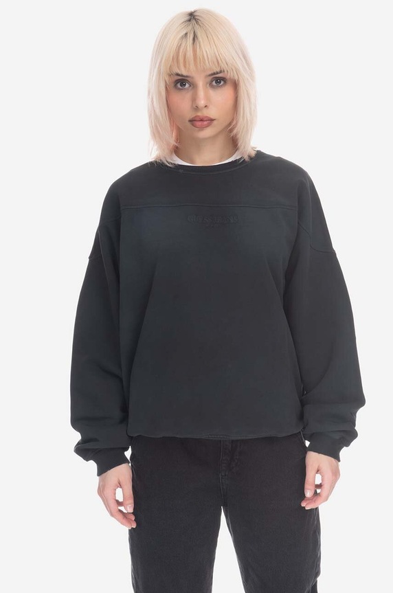 Βαμβακερή μπλούζα Guess Guess Classic Logo Crewneck M2BQ01KBB40 βαμβάκι μαύρο M2BQ01.KBB40