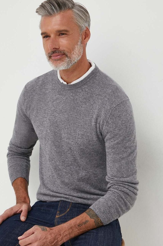 United Colors of Benetton sweter wełniany okrągły szary 1002U1G34.507.