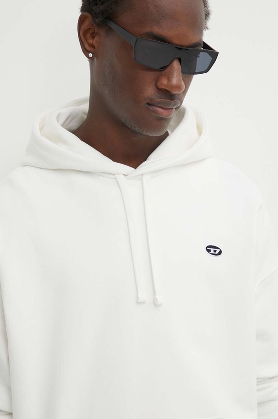 Diesel bluza bawełniana S-ROB-HOOD-DOVAL-PJ biały A03786.0BKAF