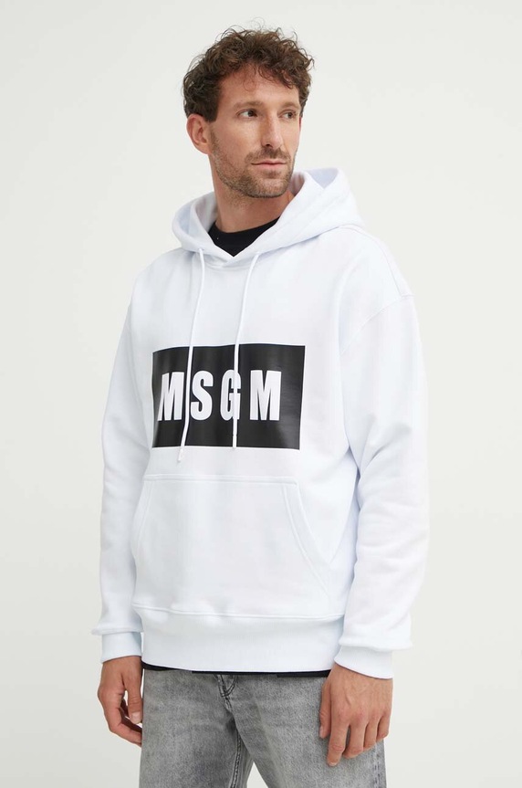 MSGM bluza bawełniana nadruk biały 2000MM525.200001