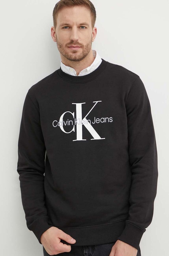 Bavlnená mikina Calvin Klein Jeans čierna J30J320933