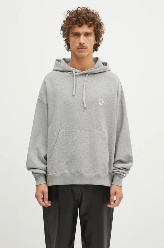 Bavlnená mikina 1017 ALYX 9SM Boxy Pullover Hoodie nášivka sivá AAMSW0248FA01