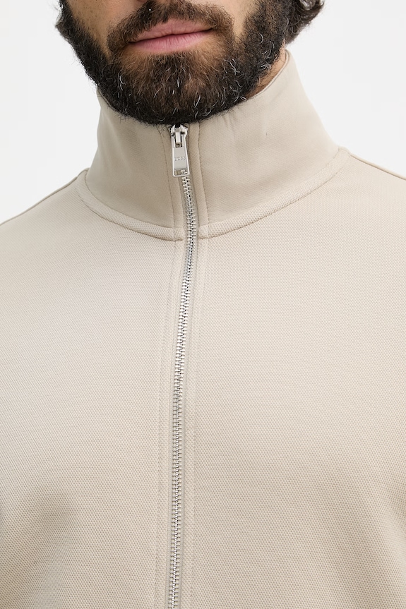 BOSS mikina na zips pánska s bavlnou H-Shepherd 100 50532755 béžová
