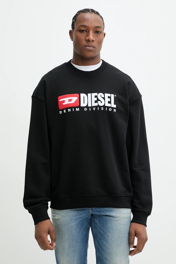 Diesel hanorac de bumbac S-BOXT-DIV SWEAT-SHIRT imprimeu negru A15753.0GEAD