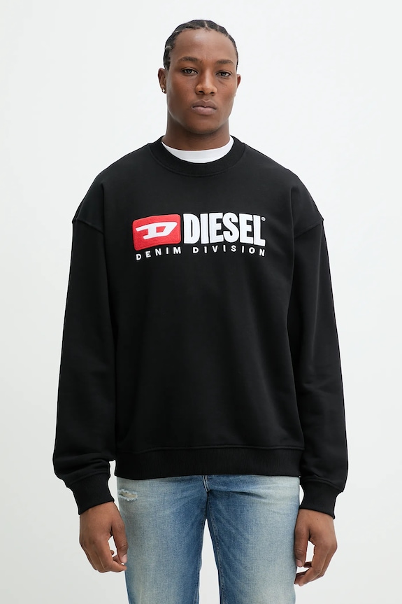 Diesel hanorac de bumbac S-BOXT-DIV SWEAT-SHIRT imprimeu negru A15753.0GEAD