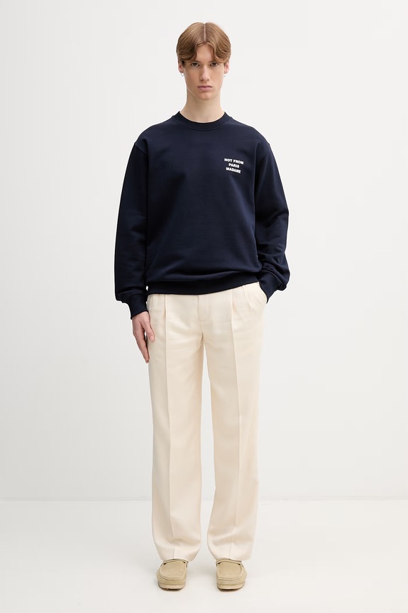 Drôle de Monsieur Le Sweatshirt Slogan bluza bawełniana męska PERM.SW149.CO127 granatowy