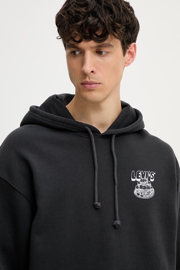 Levi's dukserica sa kapuljačom muška od pamuka LSE_T2 RELAXED GRAPHIC crna A2639.0065