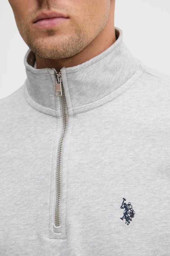 U.S. Polo Assn. hanorac bărbătesc cu bumbac DHM LB 1/4 ZIP MUP3359 gri