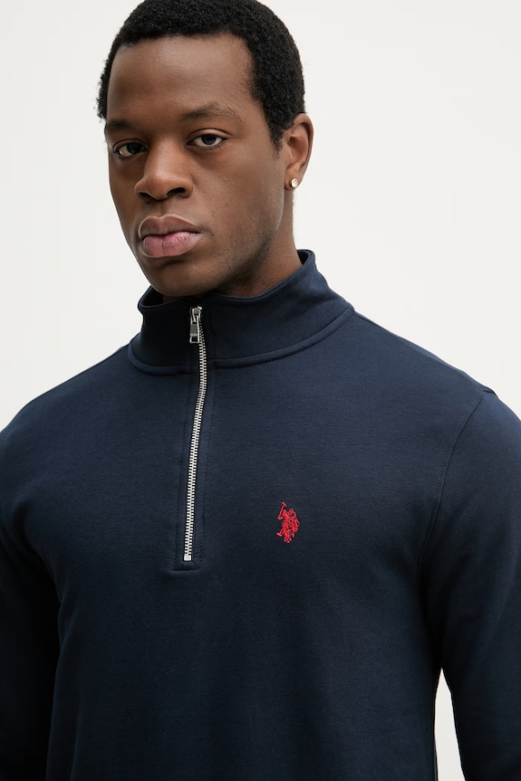 U.S. Polo Assn. hanorac bărbătesc cu bumbac DHM LB 1/4 ZIP bleumarin MUP3359