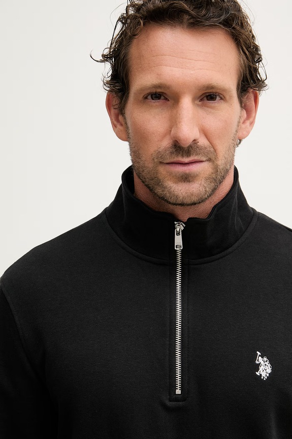U.S. Polo Assn. hanorac bărbătesc cu bumbac DHM LB 1/4 ZIP negru MUP3359