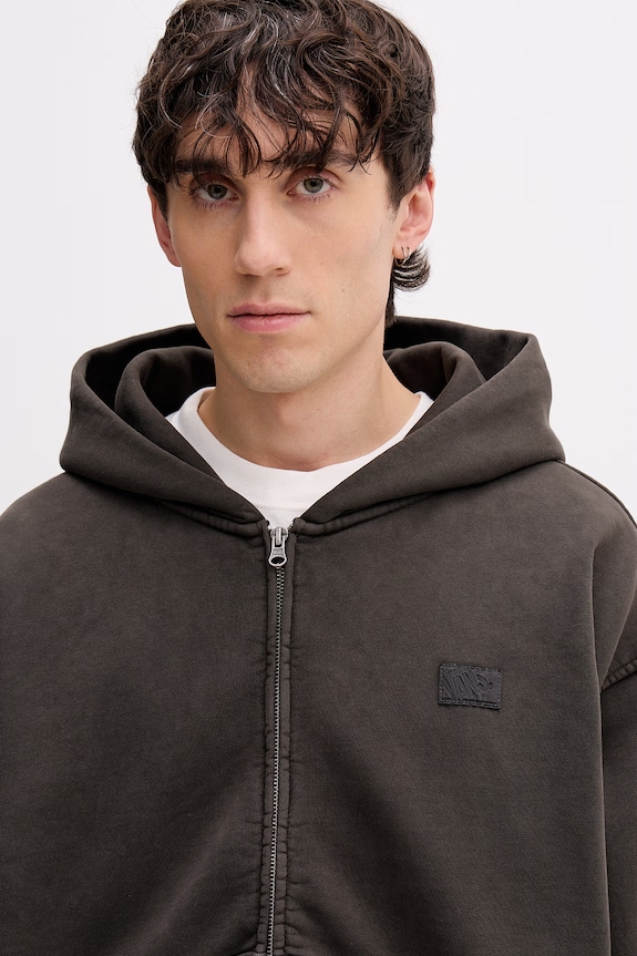 Vans hanorac cu fermoar și glugă pentru bărbați, din bumbac Premium LX Full Zip verde VN000T78EMV1
