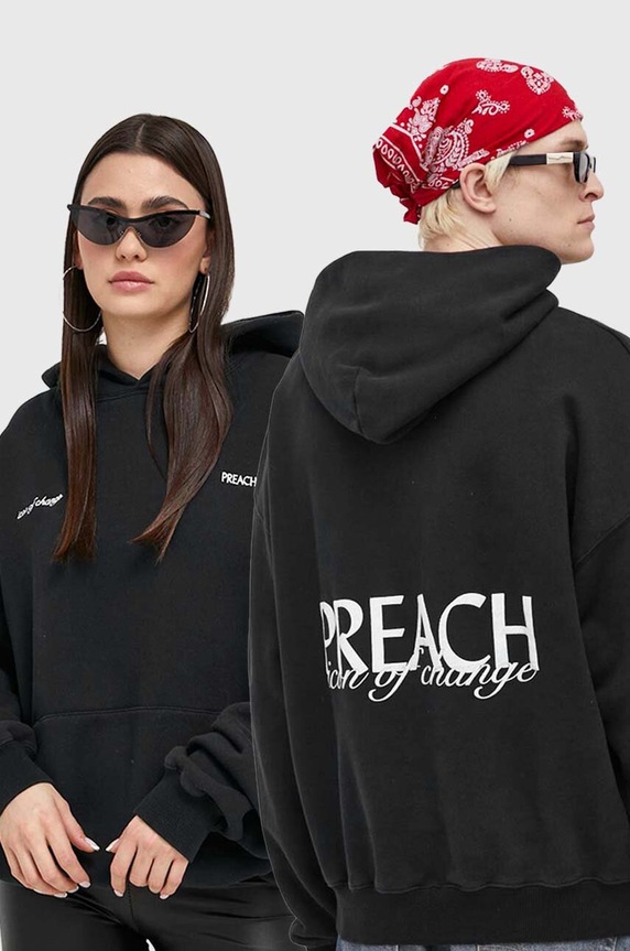 Preach bluza bawełniana z kapturem czarny 206311.NOS