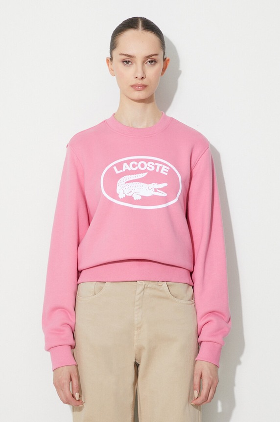 Lacoste bluza bawełniana nadruk różowy SF0342