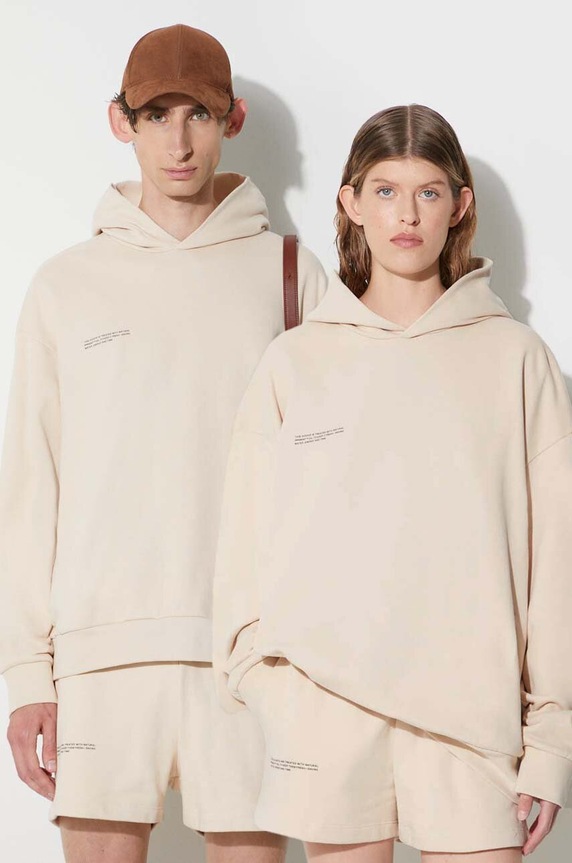 Βαμβακερή μπλούζα Pangaia στάμπα μπεζ 10000180