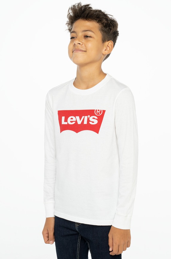 Dětské tričko s dlouhým rukávem Levi's kulatý bílá 8E8646.NOS.B