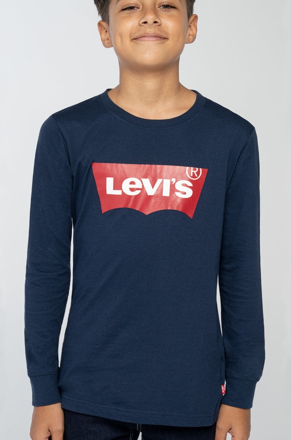 Levi's Longsleeve dziecięcy nadruk granatowy 9E8646.NOS.B