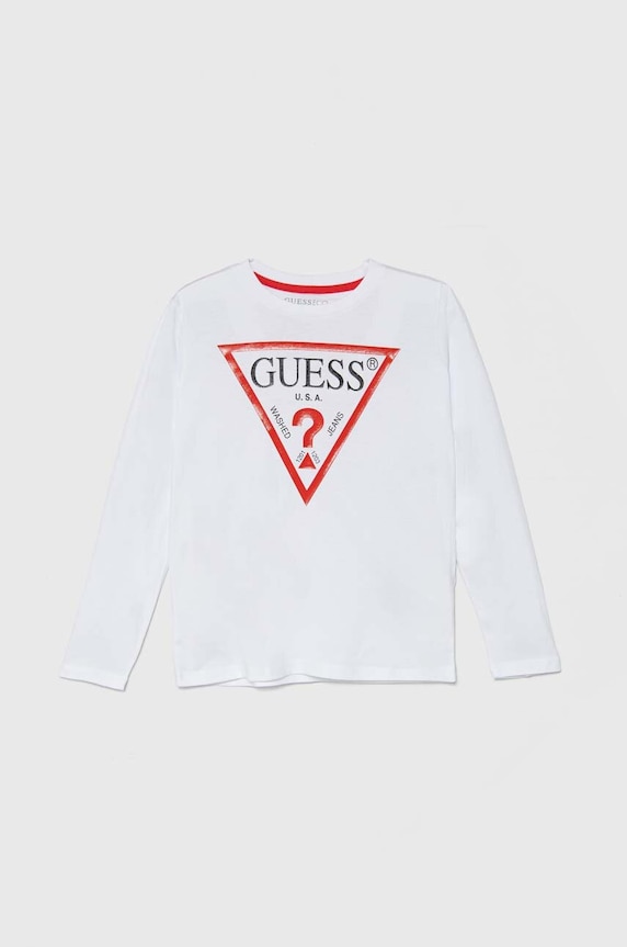 Guess longsleeve din bumbac pentru copii print alb L84I29.K8HM0.9BYH
