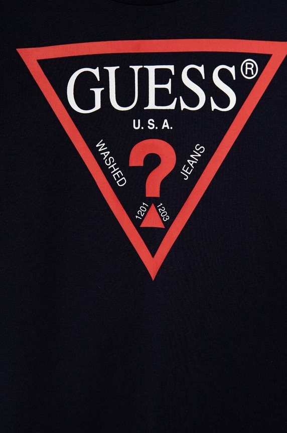 Chłopiec Guess longsleeve bawełniany dziecięcy L84I29.K8HM0.9BYH granatowy