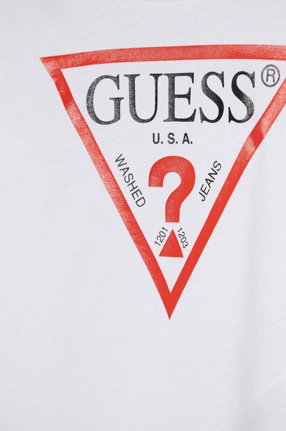 Chlapec Detská bavlnená košeľa s dlhým rukávom Guess N84I24.K8HM0.9BYH biela