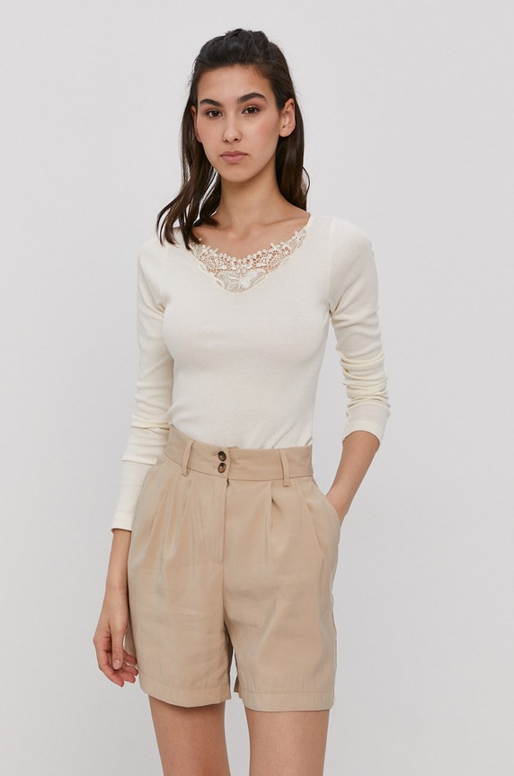 Only Longsleeve bawełna beżowy 15230579