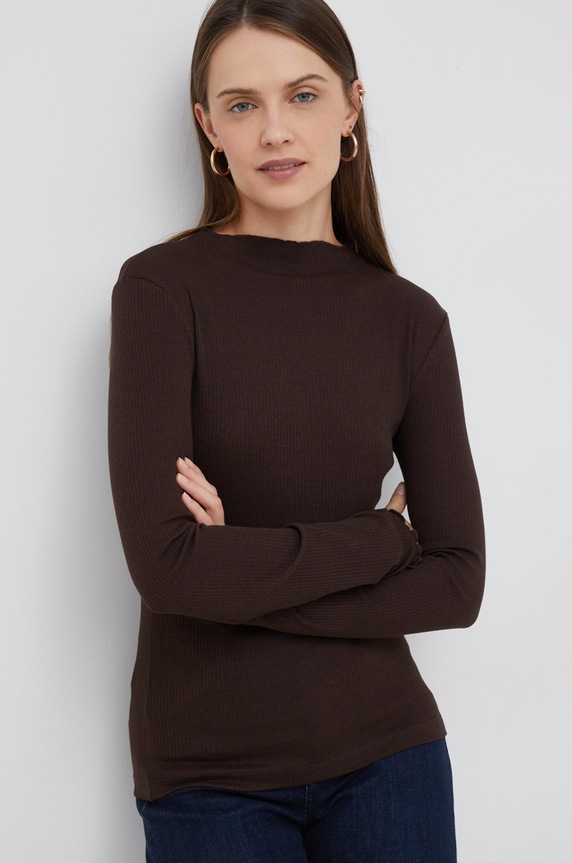 Majica dugih rukava Vero Moda smeđa 10259206.CoffeeBean