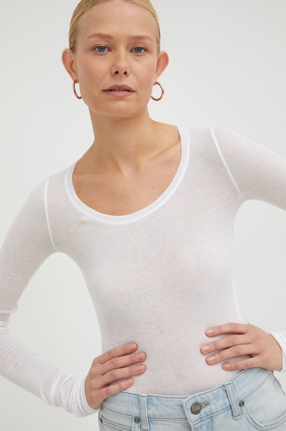 Ruházat American Vintage pamut hosszúujjú MAS04 fehér