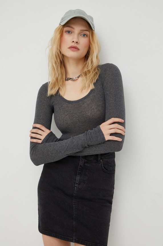 American Vintage pamut hosszúujjú pamut szürke MAS04