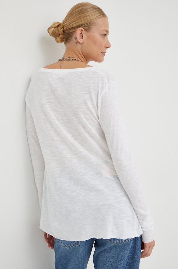 Ρούχα Longsleeve American VintageT-SHIRT ML COL V JAC52 λευκό