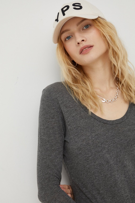 Majica dugih rukava American Vintage siva JAC49