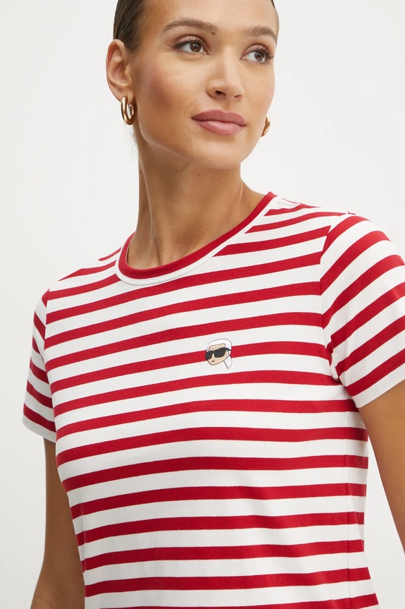 Ρούχα Βαμβακερό μπλουζάκι Karl Lagerfeld IKON A1W17099 κόκκινο