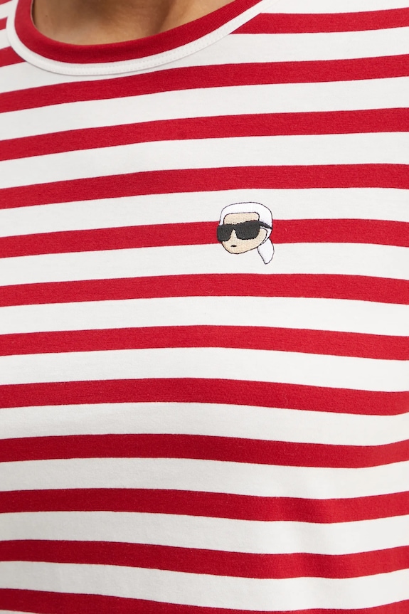 Βαμβακερό μπλουζάκι Karl Lagerfeld IKON κόκκινο A1W17099