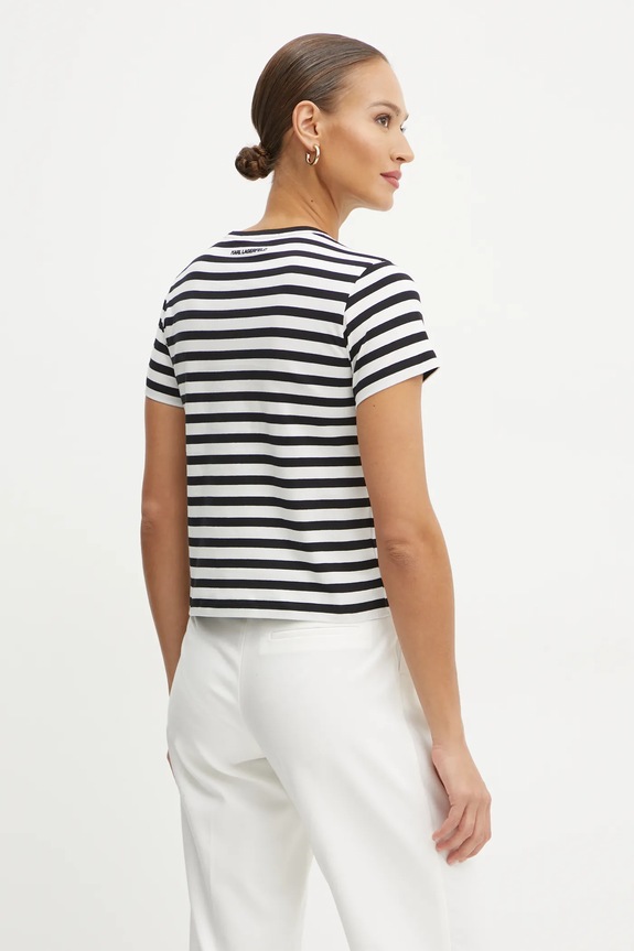 Ρούχα Βαμβακερό μπλουζάκι Karl Lagerfeld IKON A1W17099 μαύρο