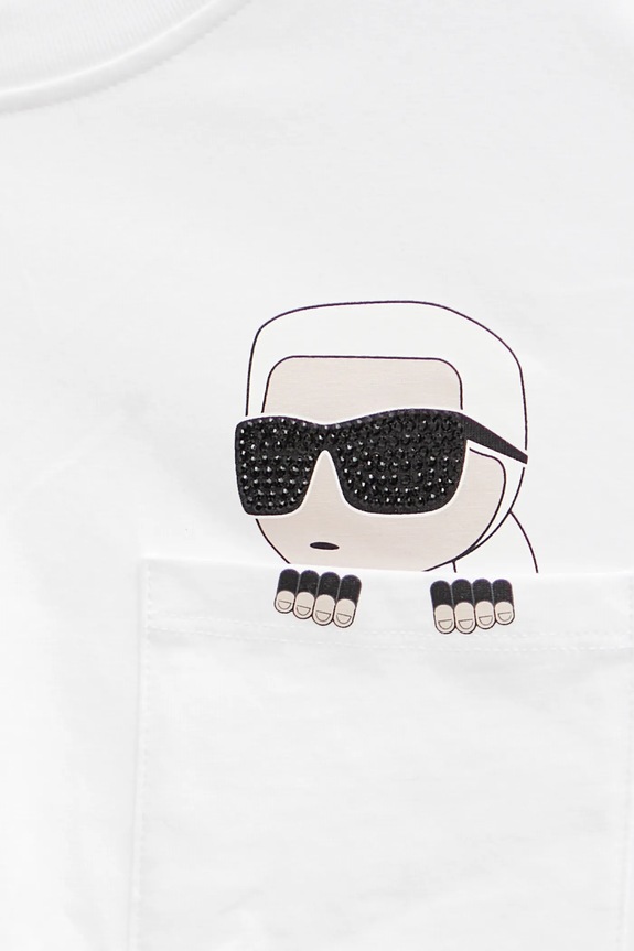 Βαμβακερό μπλουζάκι Karl Lagerfeld IKON A1W17100 λευκό