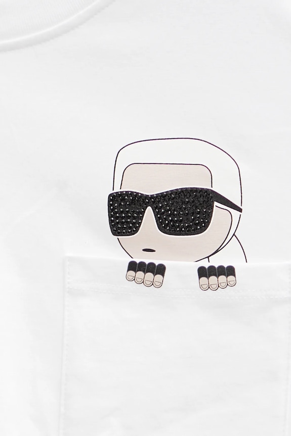 Памучна тениска Karl Lagerfeld IKON A1W17100 бял